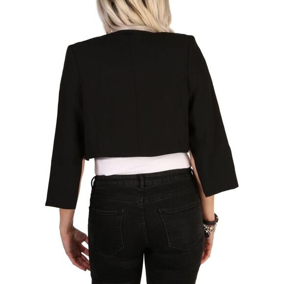 Guess Cropped Bolero Jacket Open Front Women Black Blazers - Picture 2 of 3